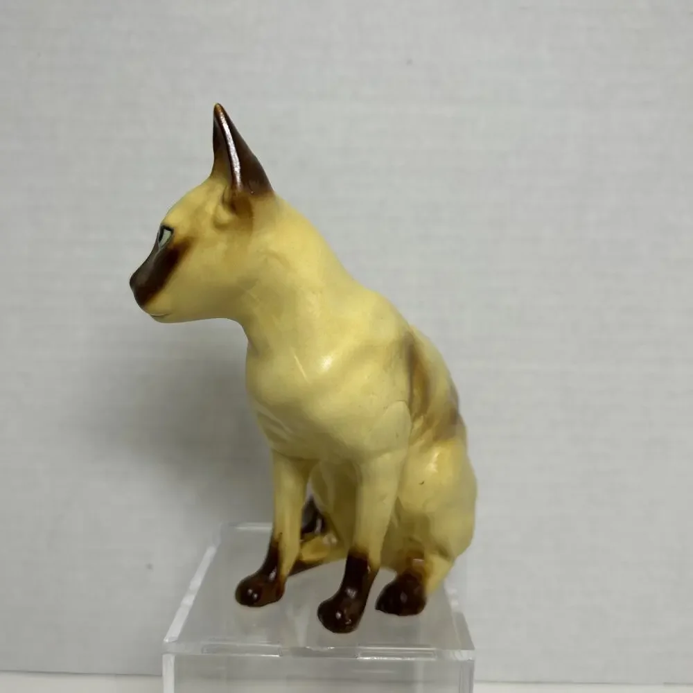 Vtg Ceramic Siamese Cat Hand Painted Choc Point 5.5